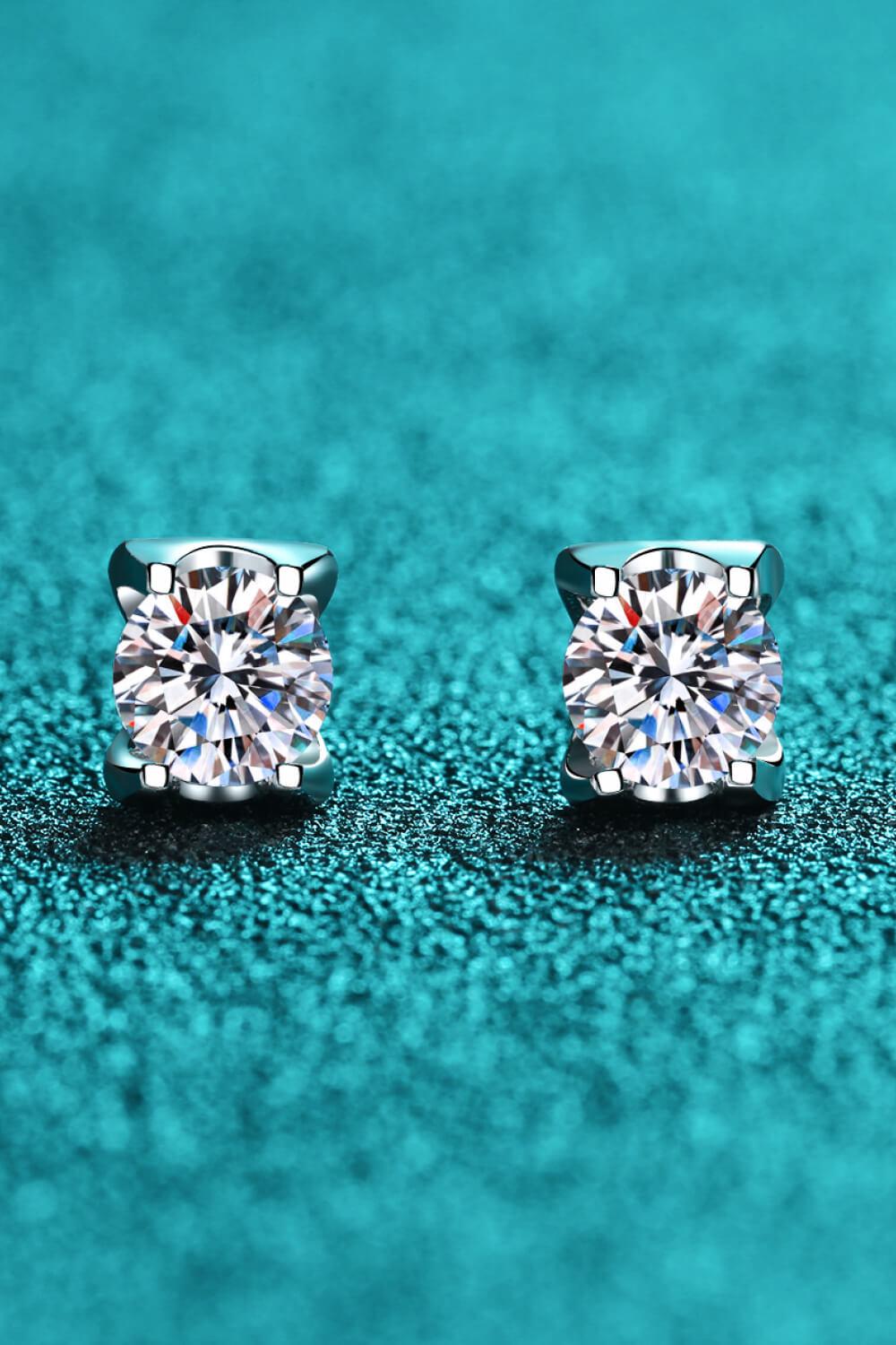 2 Ct Moissanite Stud Earrings - Rhodium Vermeil- Claude Jewelry Moissanite - Shop claudejewelry.com