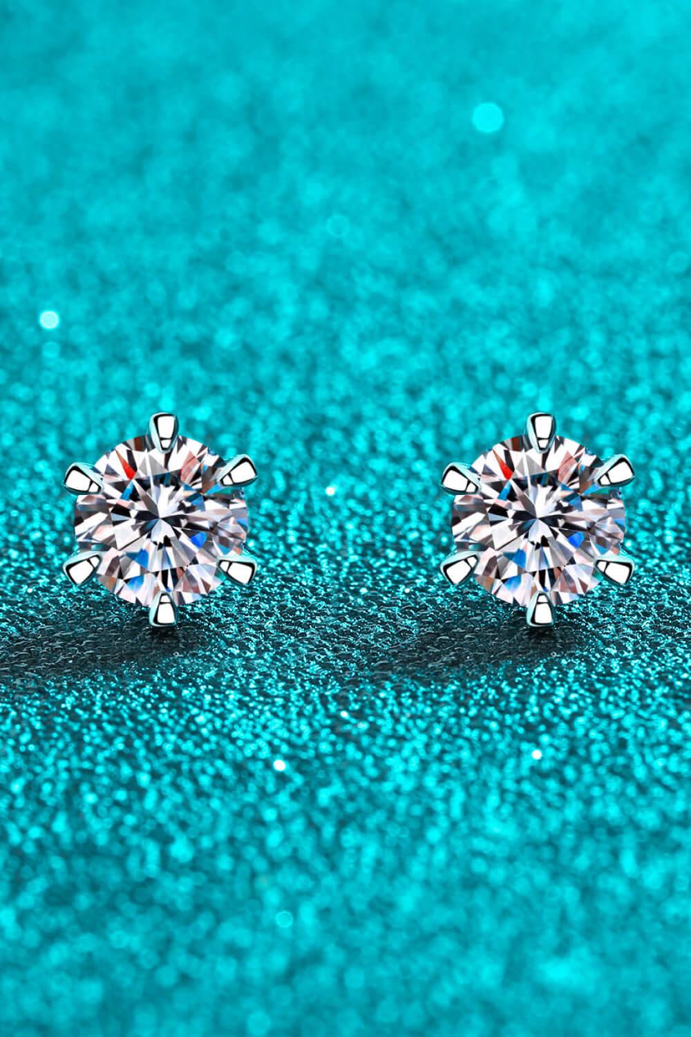 2 Ct Moissanite Stud Earrings - Rhodium Vermeil- Claude Jewelry Moissanite - Shop claudejewelry.com