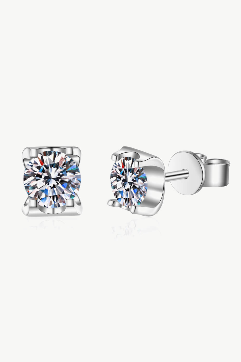 2 Ct Moissanite Stud Earrings - Rhodium Vermeil- Claude Jewelry Moissanite - Shop claudejewelry.com