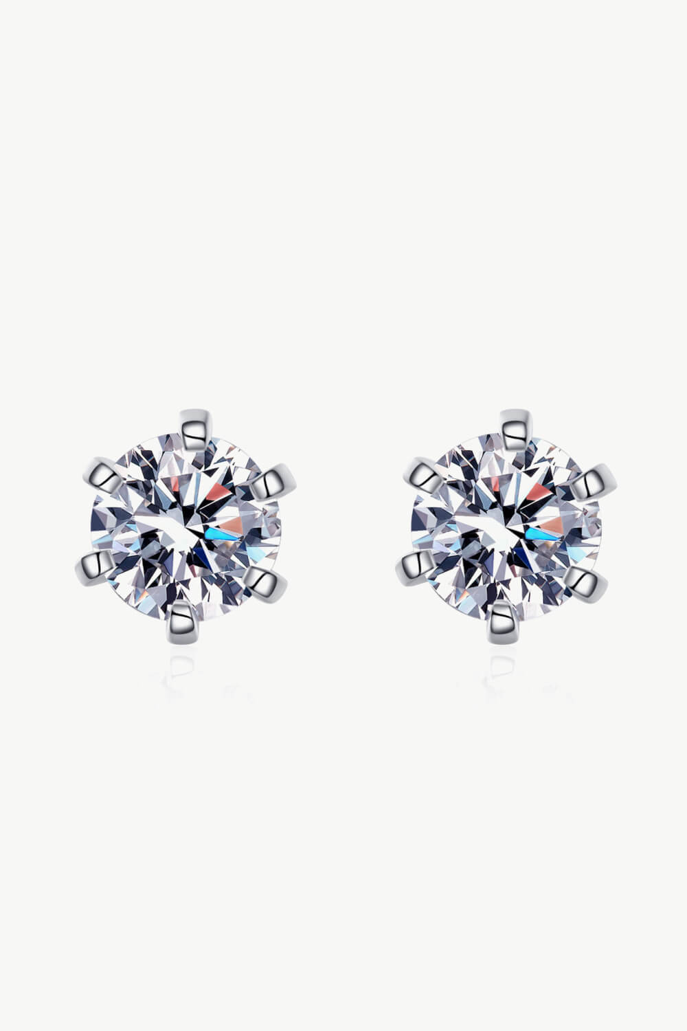 2 Ct Moissanite Stud Earrings - Rhodium Vermeil- Claude Jewelry Moissanite - Shop claudejewelry.com