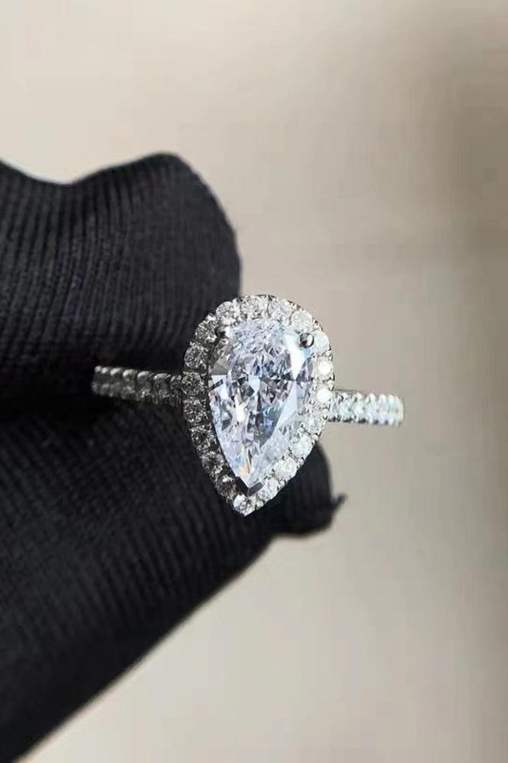 2 Ct Moissanite Teardrop Cluster Ring - - Claude Jewelry Moissanite - Shop claudejewelry.com