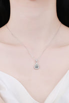 2 Ct Moissanite Teardrop Halo Pendant Necklace - Rhodium Vermeil- Claude Jewelry Moissanite - Shop claudejewelry.com