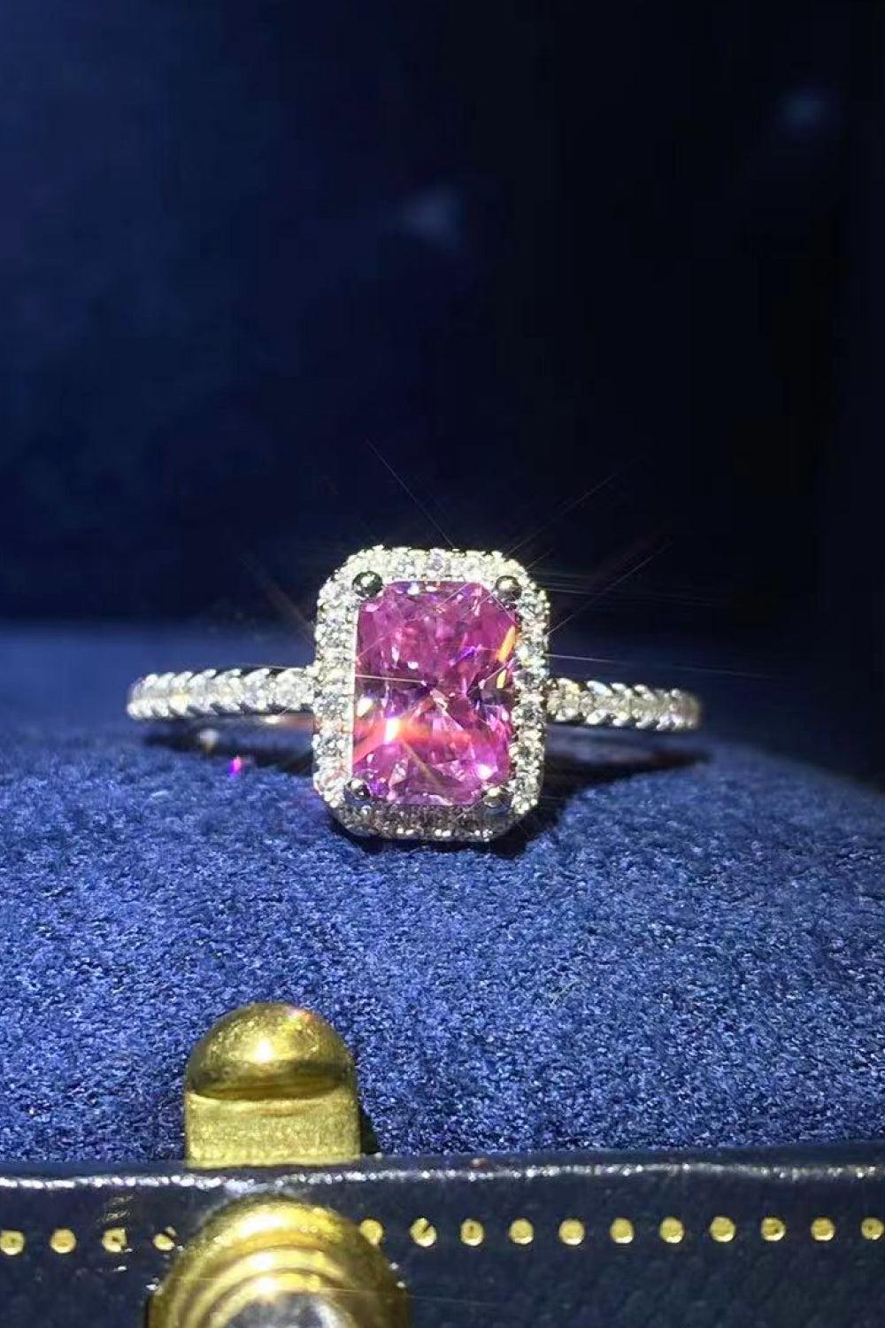 2 Ct Pink Moissanite Pave Ring - - Claude Jewelry Moissanite - Shop claudejewelry.com