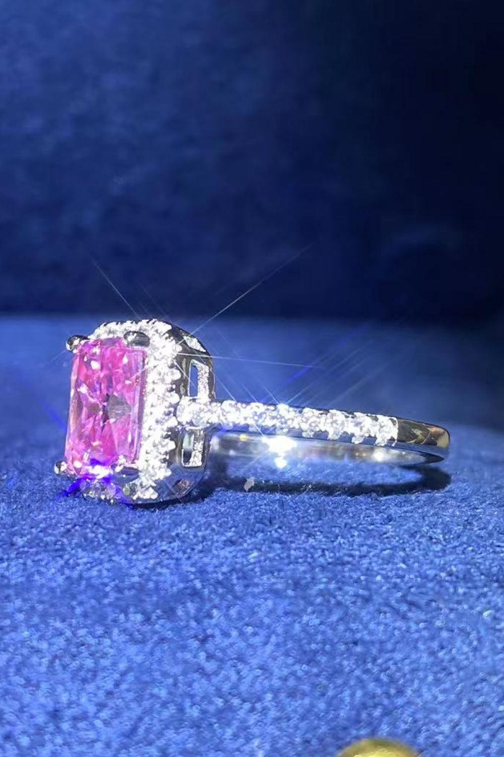 2 Ct Pink Moissanite Pave Ring - - Claude Jewelry Moissanite - Shop claudejewelry.com