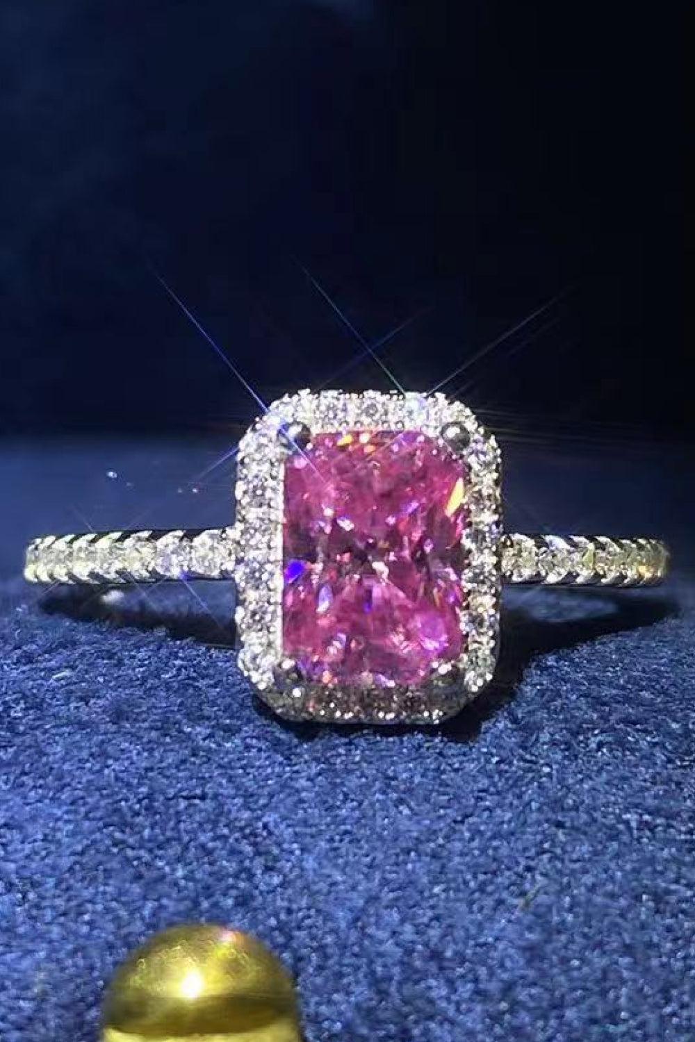 2 Ct Pink Moissanite Pave Ring - - Claude Jewelry Moissanite - Shop claudejewelry.com