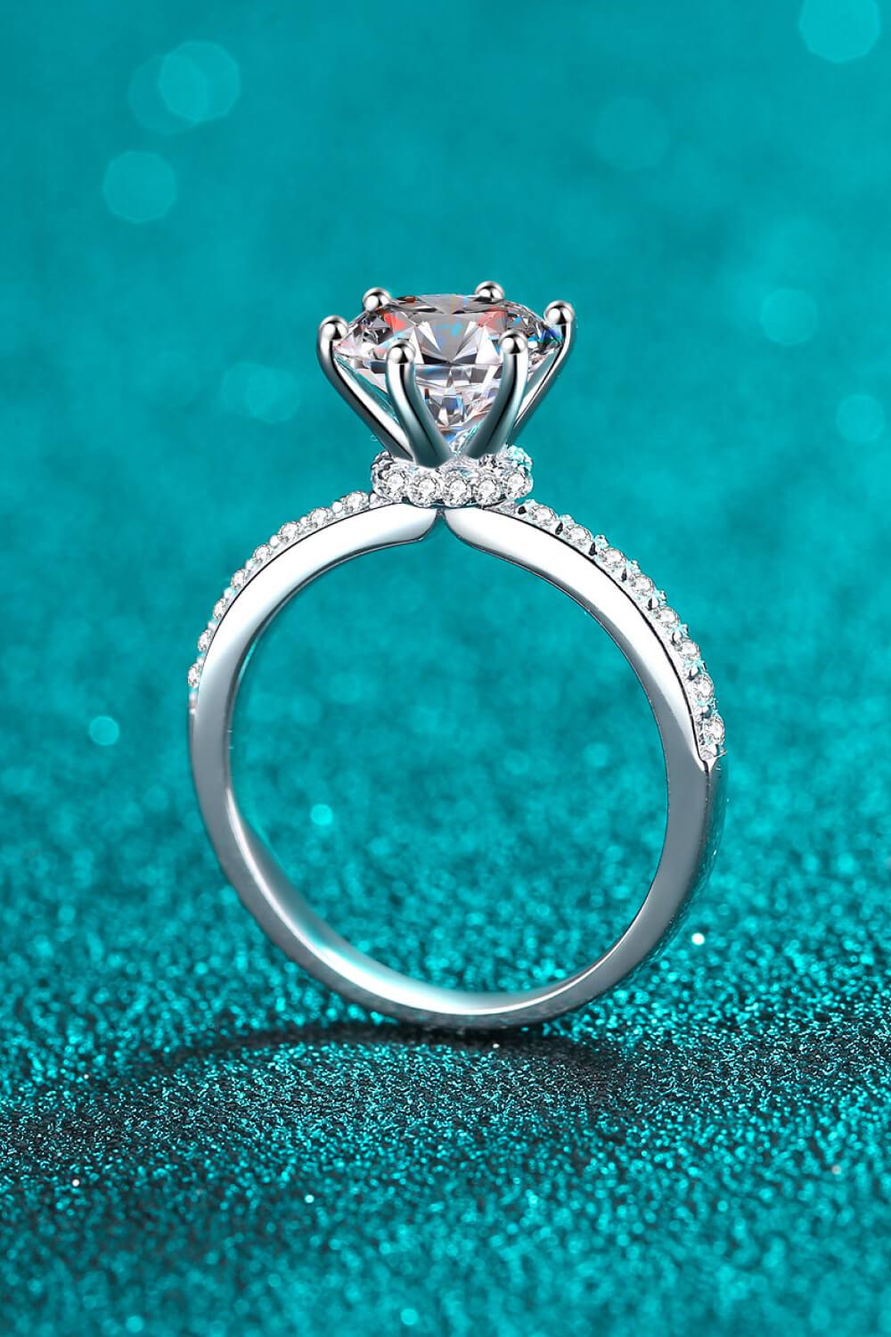 2 Ct Rhodium Vermeil Moissanite Ring - - Claude Jewelry Moissanite - Shop claudejewelry.com