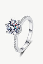 2 Ct Rhodium Vermeil Moissanite Ring - Rhodium Vermeil-4- Claude Jewelry Moissanite - Shop claudejewelry.com