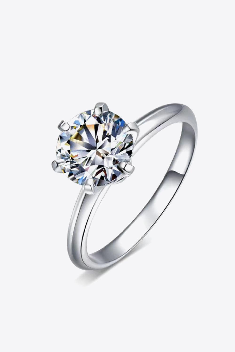 3 Ct Moissanite 6-Prong Ring - Platinum Vermeil-5- Claude Jewelry Moissanite - Shop claudejewelry.com