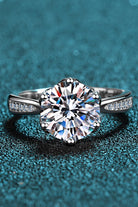 3 Ct Moissanite Rhodium Vermeil Inlaid Side Ring - - Claude Jewelry Moissanite - Shop claudejewelry.com