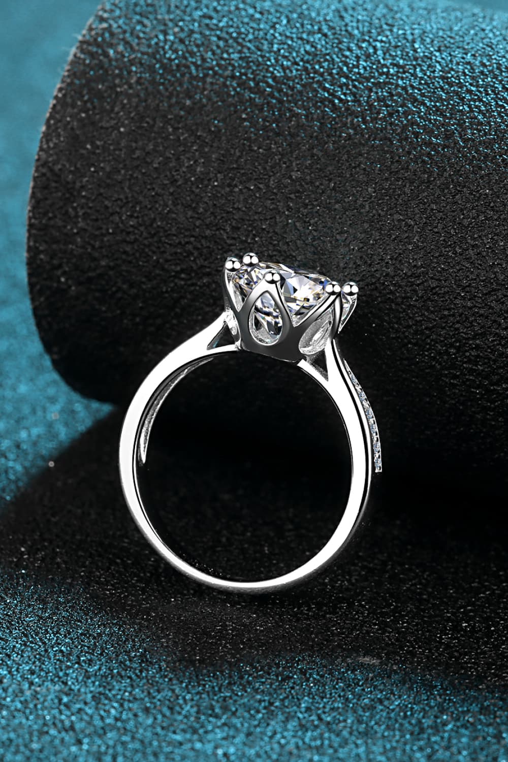 3 Ct Moissanite Rhodium Vermeil Inlaid Side Ring - - Claude Jewelry Moissanite - Shop claudejewelry.com