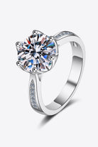 3 Ct Moissanite Rhodium Vermeil Inlaid Side Ring - Rhodium Vermeil-5- Claude Jewelry Moissanite - Shop claudejewelry.com