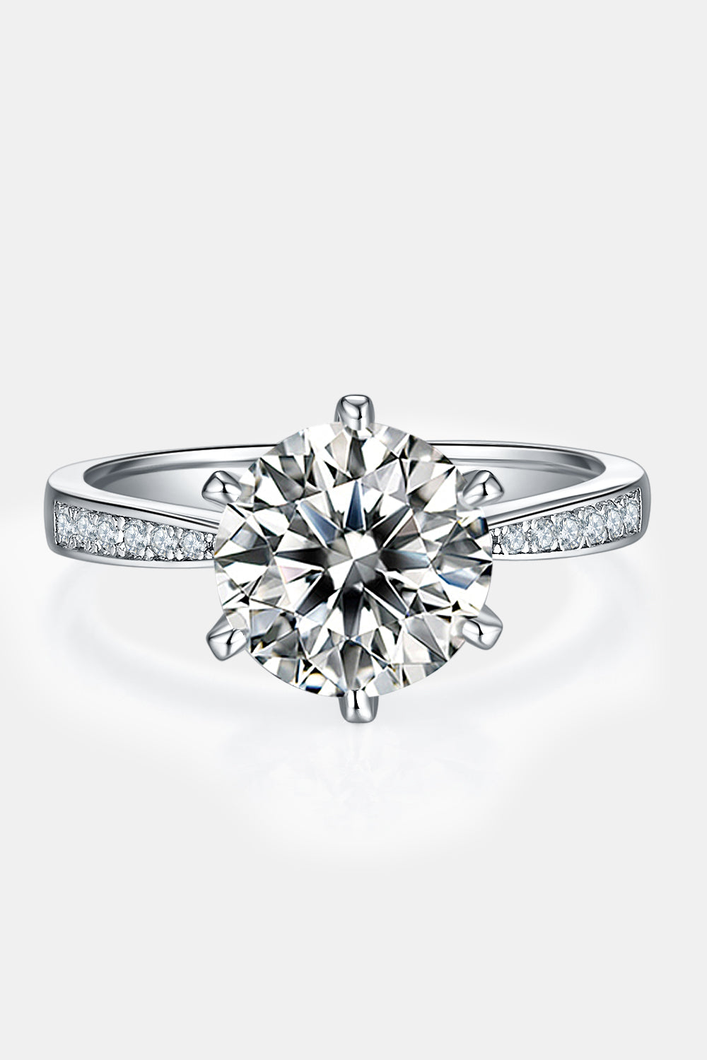 3 Ct Moissanite Side Stone Pave Ring - - Claude Jewelry Moissanite - Shop claudejewelry.com