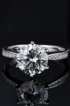 3 Ct Moissanite Side Stone Pave Ring - - Claude Jewelry Moissanite - Shop claudejewelry.com