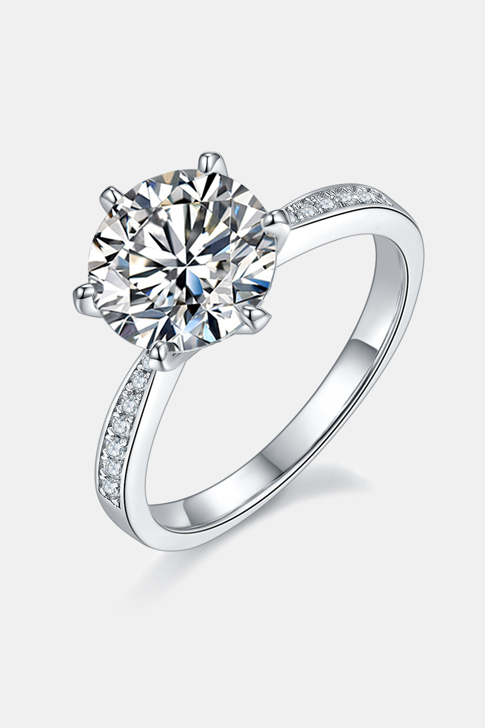 3 Ct Moissanite Side Stone Pave Ring - Platinum Vermeil-4.5- Claude Jewelry Moissanite - Shop claudejewelry.com