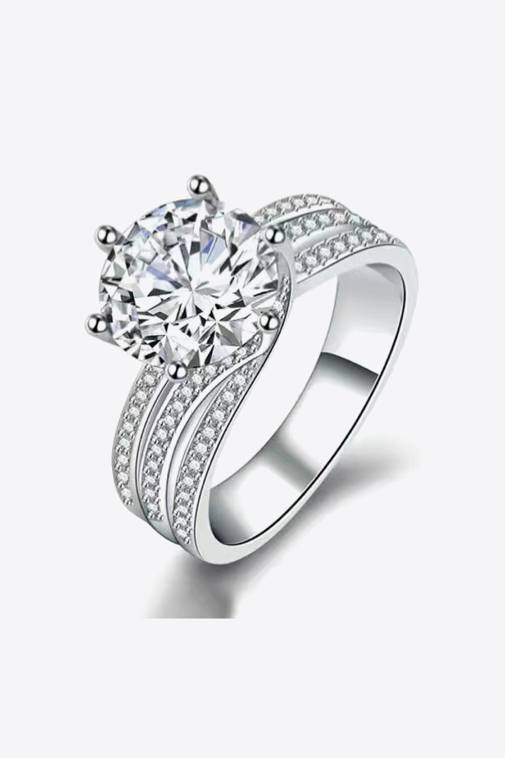 3 Ct Moissanite Three-Layer Ring - Platinum Vermeil-5- Claude Jewelry Moissanite - Shop claudejewelry.com