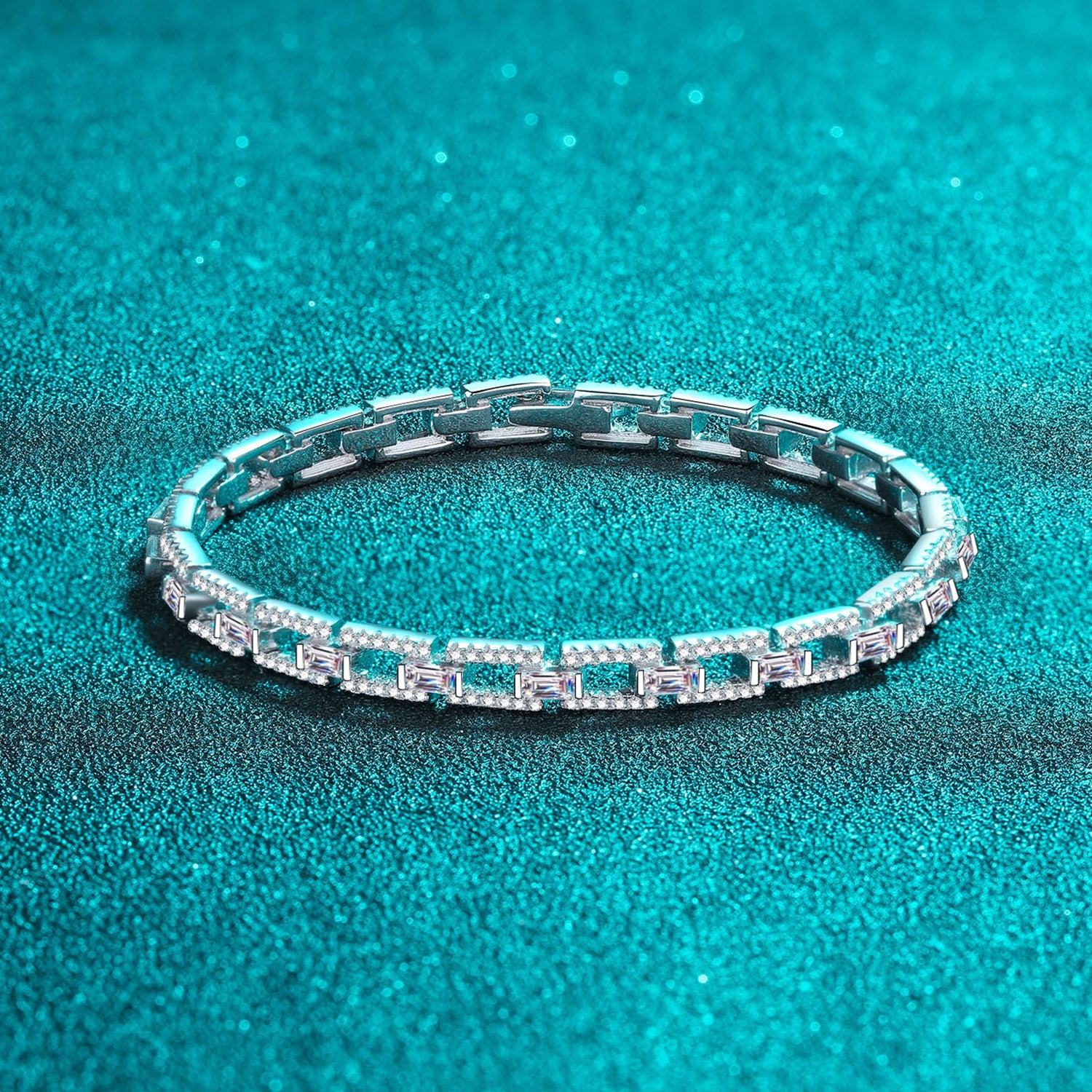 3.2 Carat Moissanite Connected Chain Bracelet - 925 Sterling Silver- Claude Jewelry Moissanite - Shop claudejewelry.com