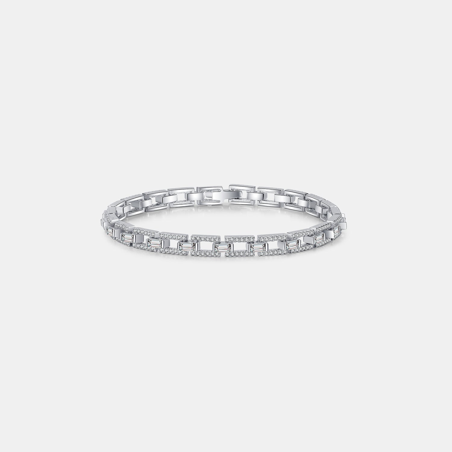 3.2 Carat Moissanite Connected Chain Bracelet - 925 Sterling Silver- Claude Jewelry Moissanite - Shop claudejewelry.com