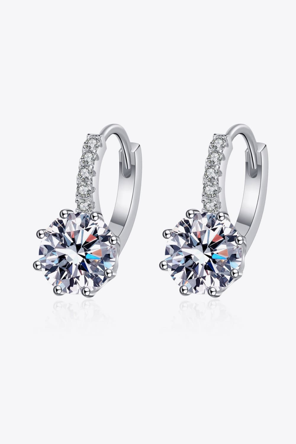 4 Ct Moissanite 925 Sterling Silver Huggie Earrings - Rhodium Vermeil- Claude Jewelry Moissanite - Shop claudejewelry.com