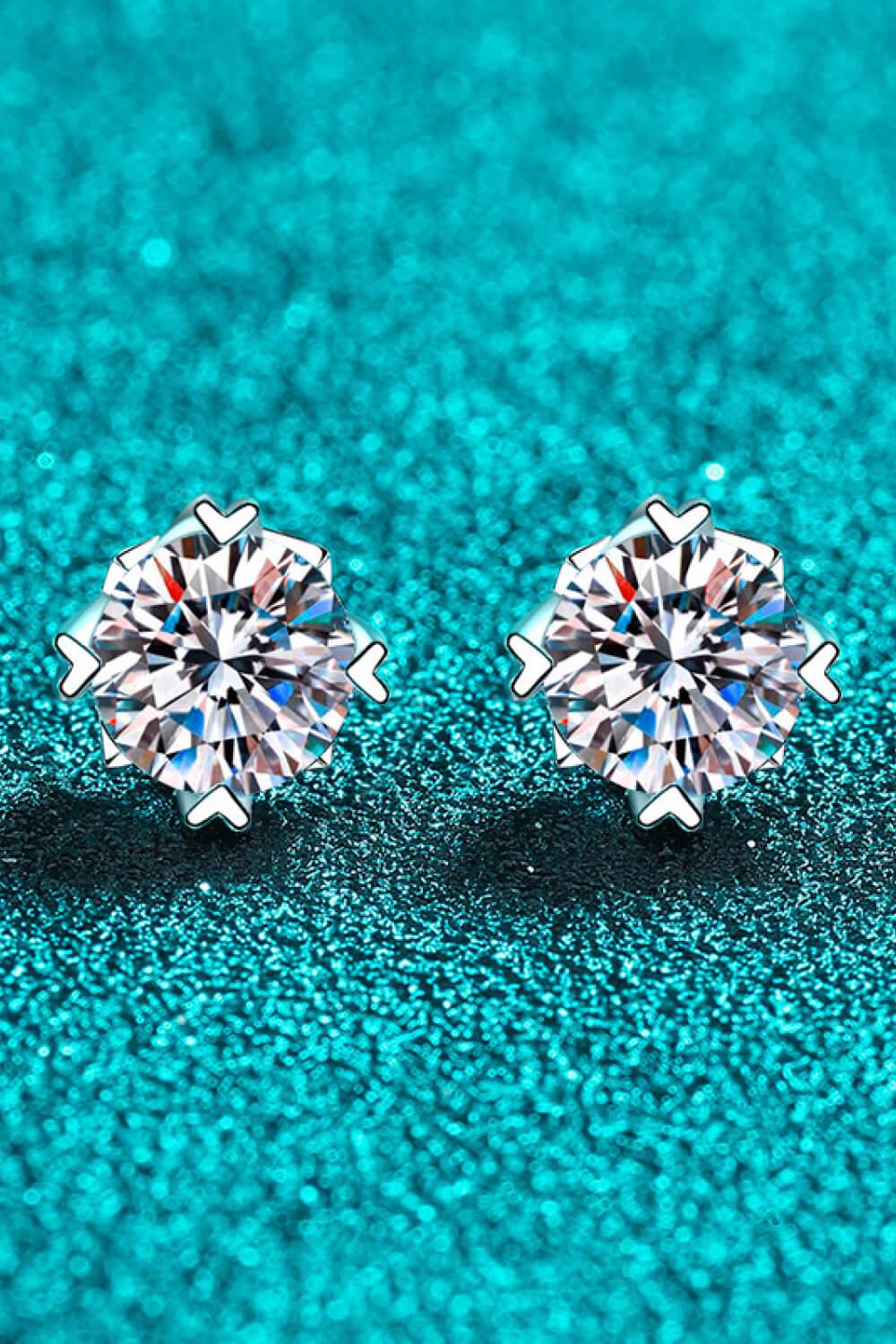 4 Ct Moissanite Rhodium Vermeil Stud Earrings - Rhodium Vermeil- Claude Jewelry Moissanite - Shop claudejewelry.com