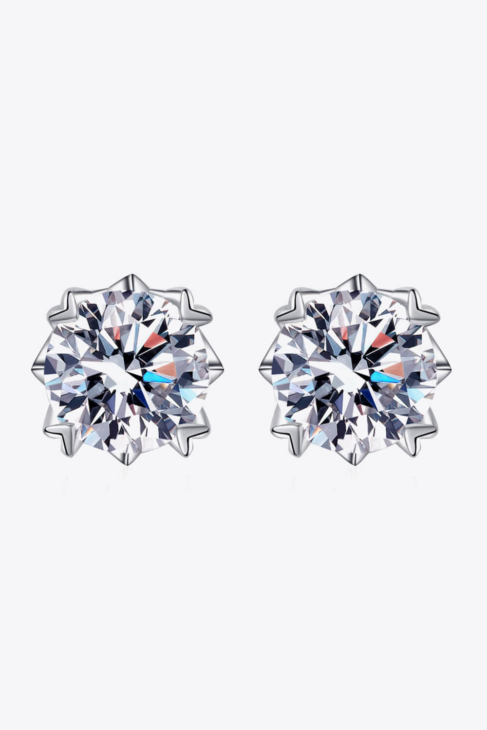 4 Ct Moissanite Rhodium Vermeil Stud Earrings - Rhodium Vermeil- Claude Jewelry Moissanite - Shop claudejewelry.com