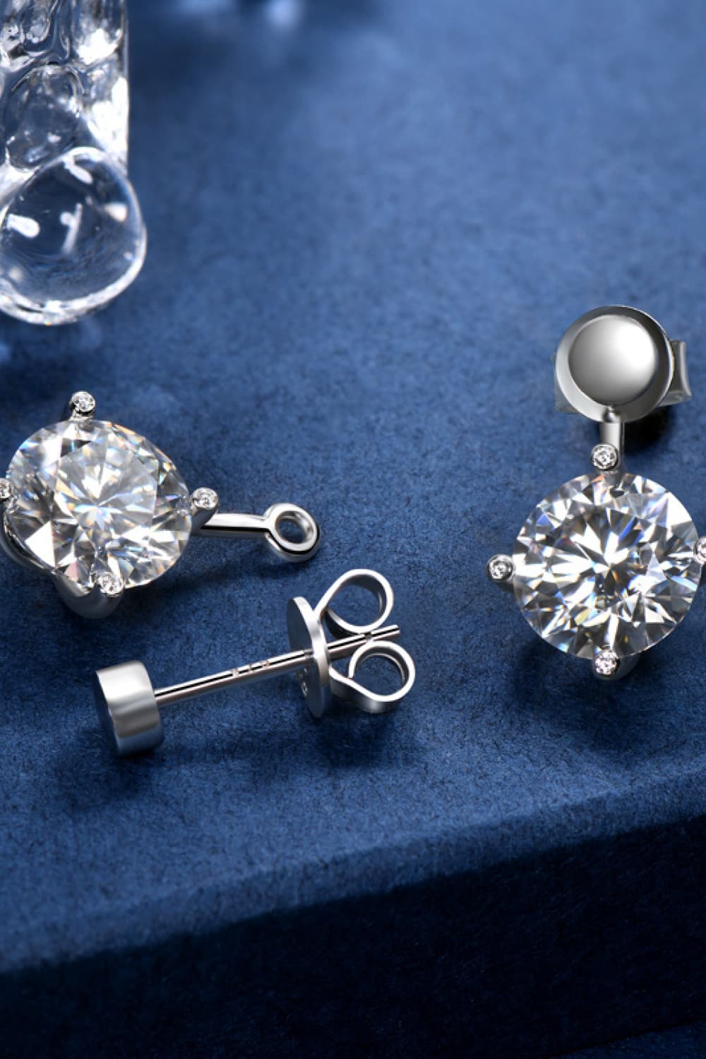 4 Ct Moissanite Shaft Drop Earrings - Platinum Vermeil- Claude Jewelry Moissanite - Shop claudejewelry.com