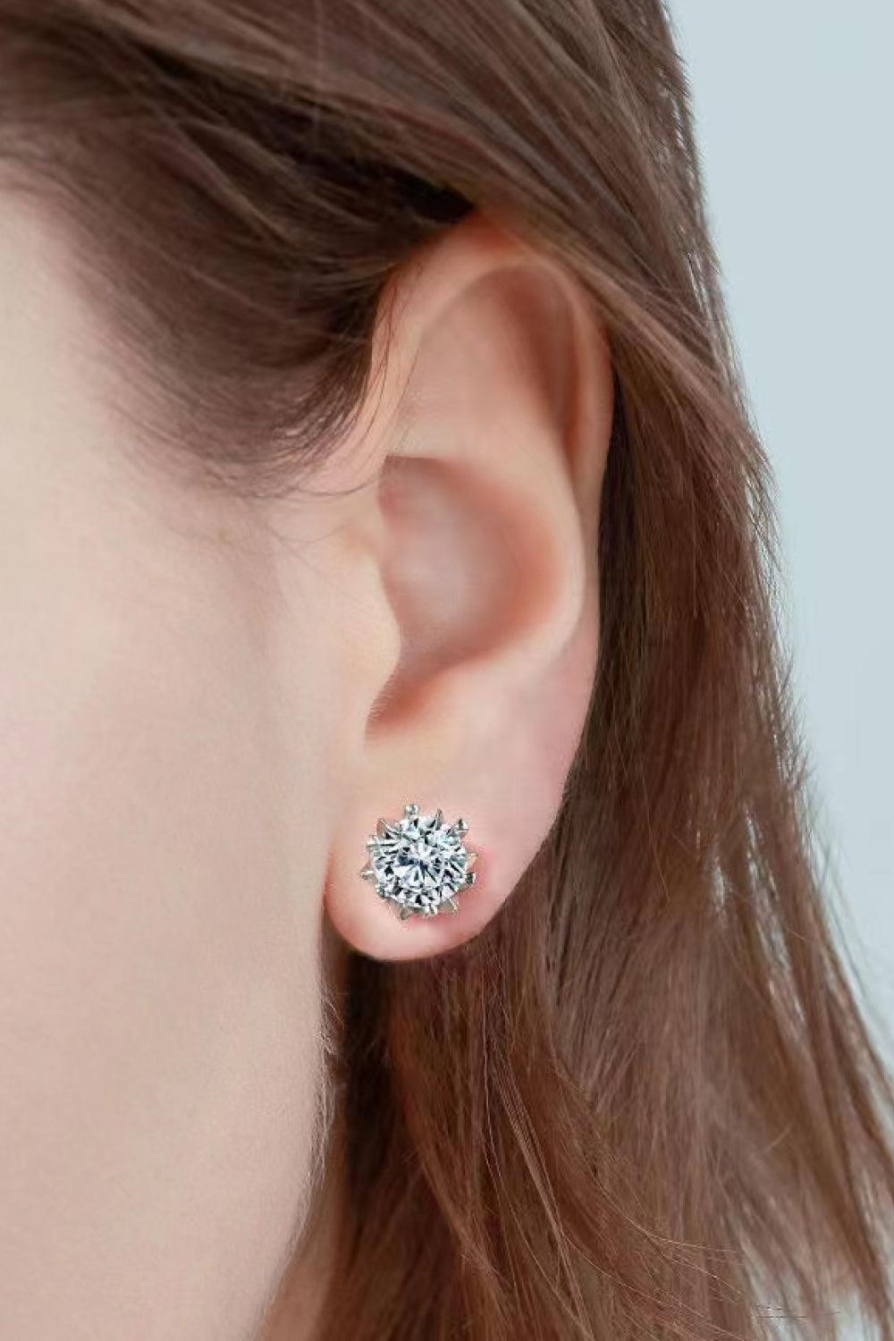 4 Ct Moissanite Snowflake Stud Earrings - Platinum Vermeil- Claude Jewelry Moissanite - Shop claudejewelry.com