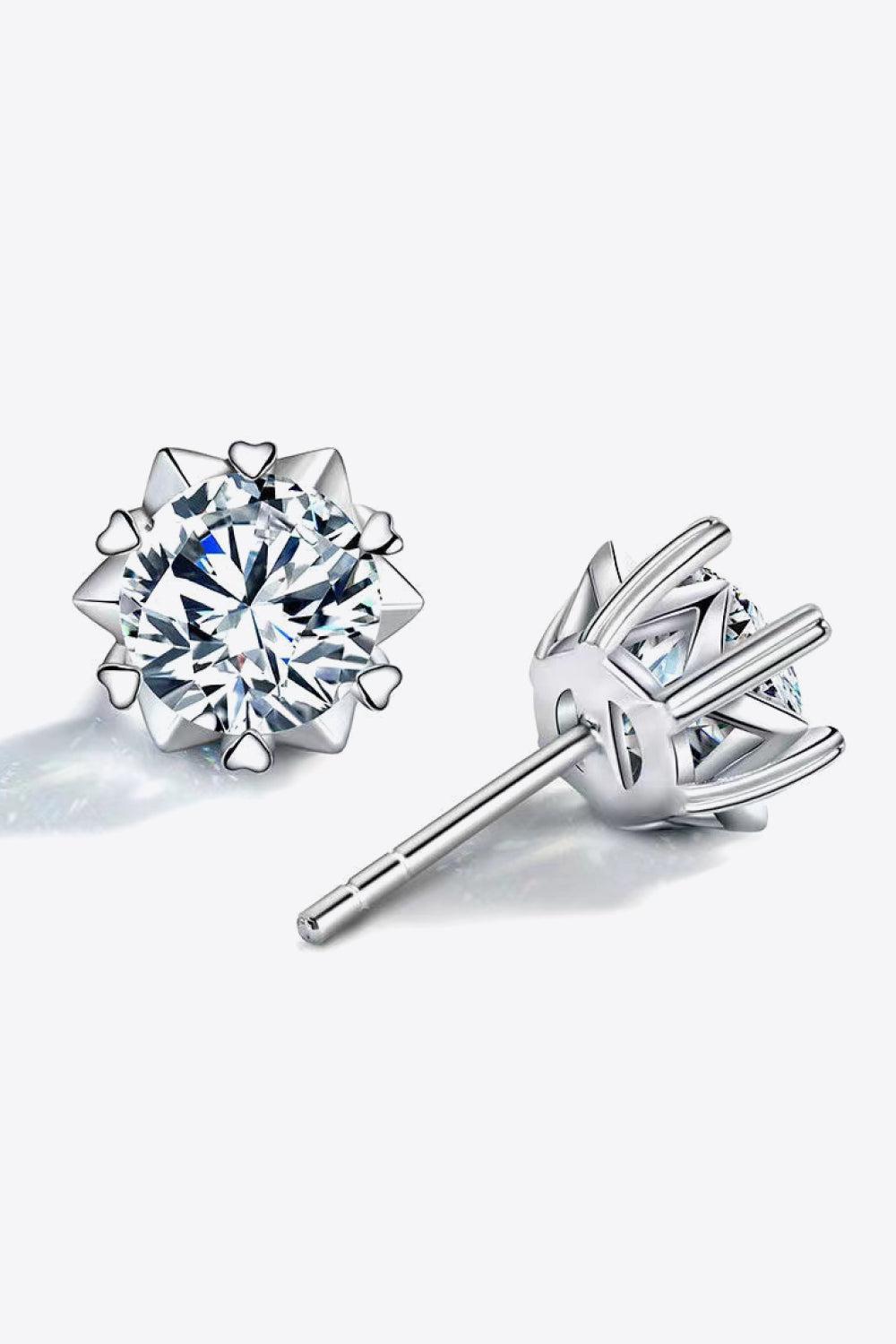 4 Ct Moissanite Snowflake Stud Earrings - Platinum Vermeil- Claude Jewelry Moissanite - Shop claudejewelry.com