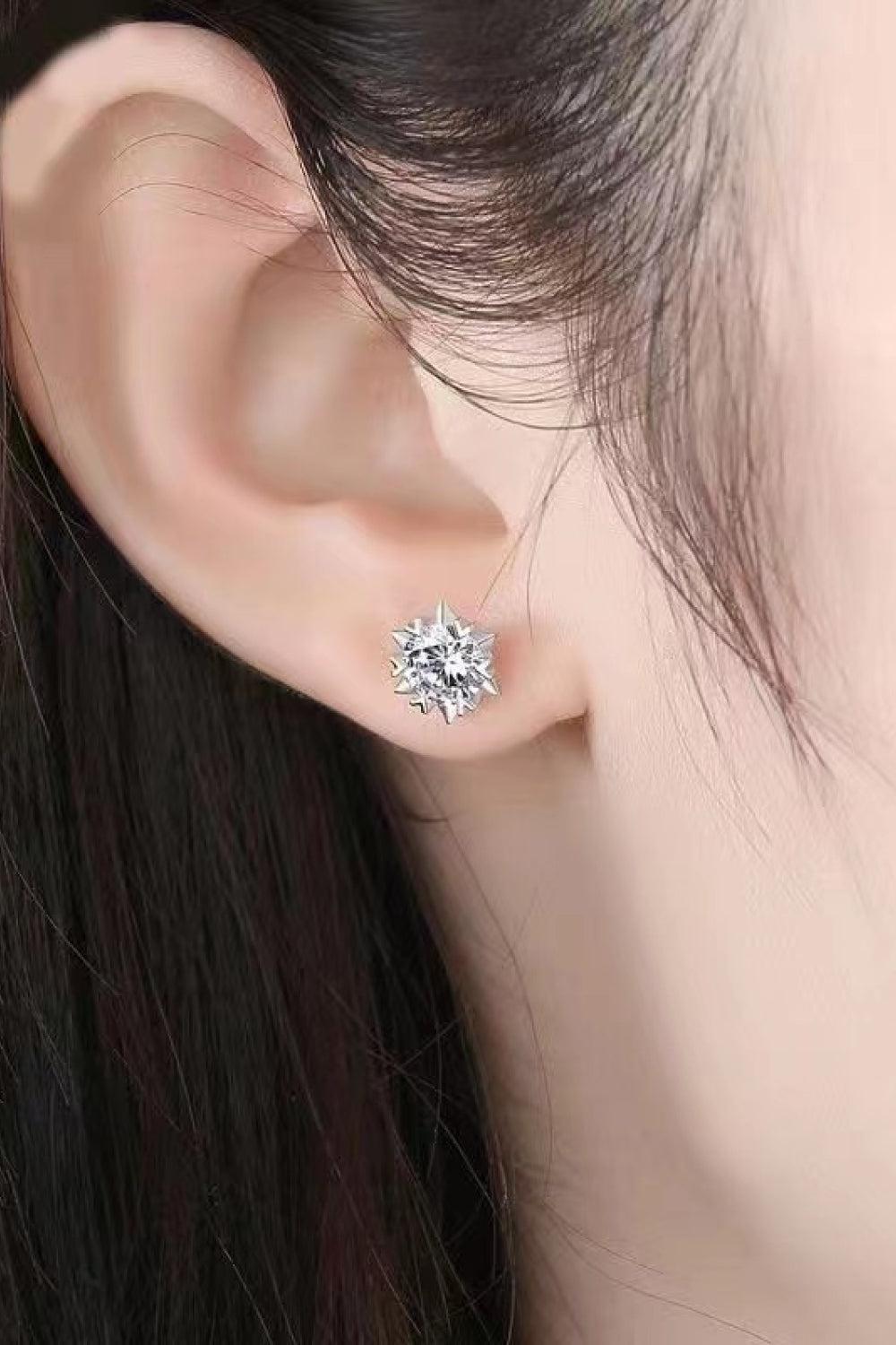 4 Ct Moissanite Snowflake Stud Earrings - Platinum Vermeil- Claude Jewelry Moissanite - Shop claudejewelry.com