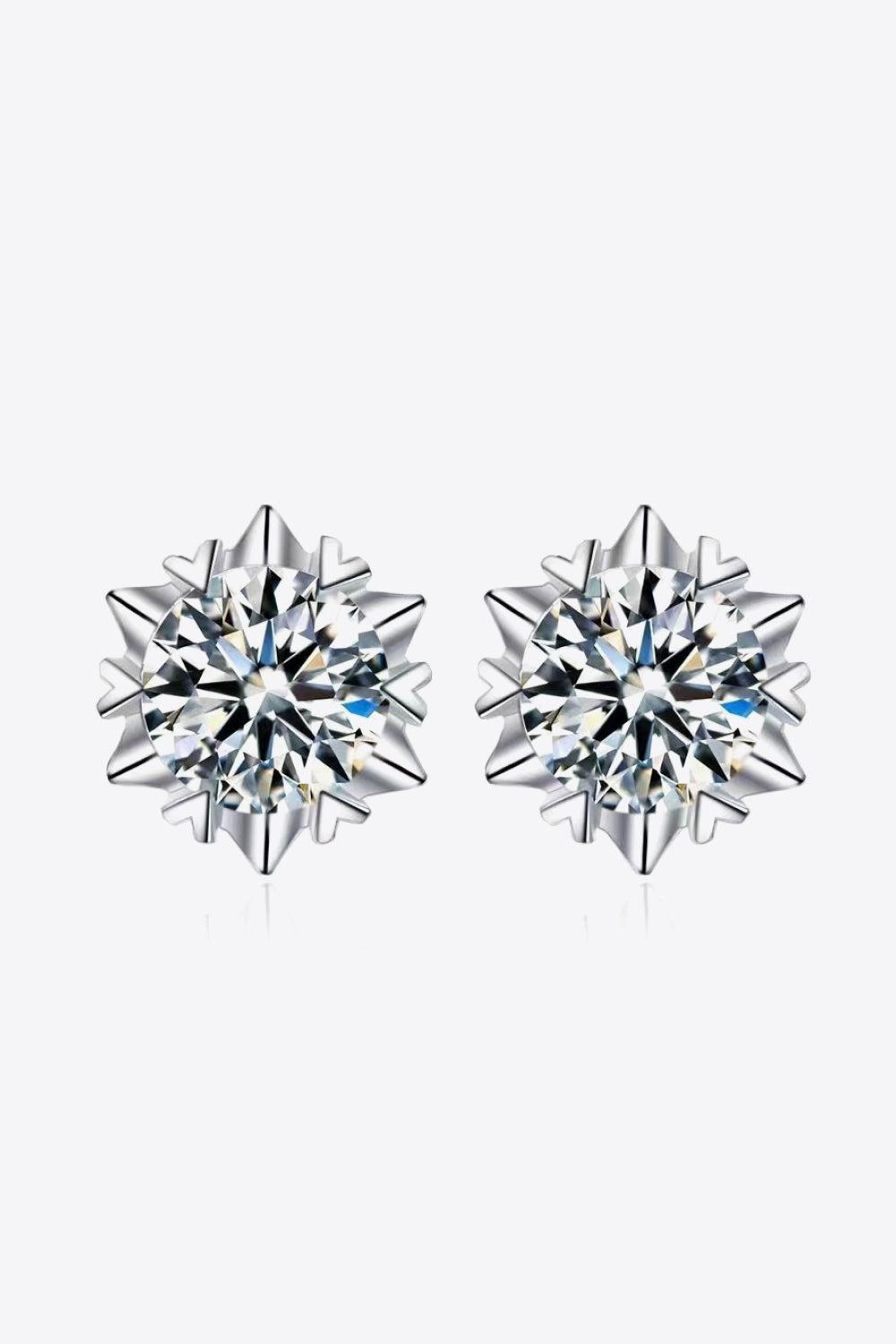 4 Ct Moissanite Snowflake Stud Earrings - Platinum Vermeil- Claude Jewelry Moissanite - Shop claudejewelry.com