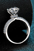 4-Prong Moissanite Pave Ring - - Claude Jewelry Moissanite - Shop claudejewelry.com