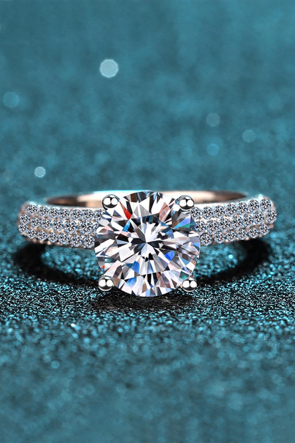 4-Prong Moissanite Pave Ring - - Claude Jewelry Moissanite - Shop claudejewelry.com