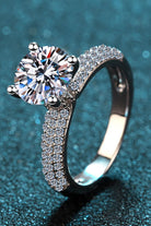 4-Prong Moissanite Pave Ring - - Claude Jewelry Moissanite - Shop claudejewelry.com