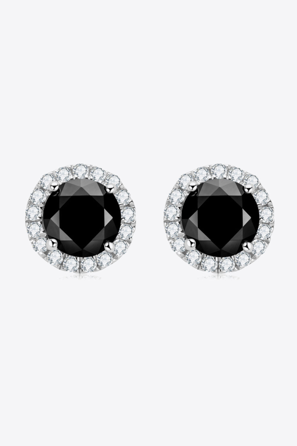 4-Prong Round Black Moissanite Halo Stud Earrings - Black- Claude Jewelry Moissanite - Shop claudejewelry.com