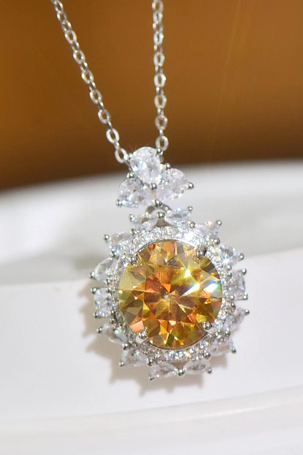 5 Ct Yellow Moissanite Pendant Necklace - Yellow/White- Claude Jewelry Moissanite - Shop claudejewelry.com