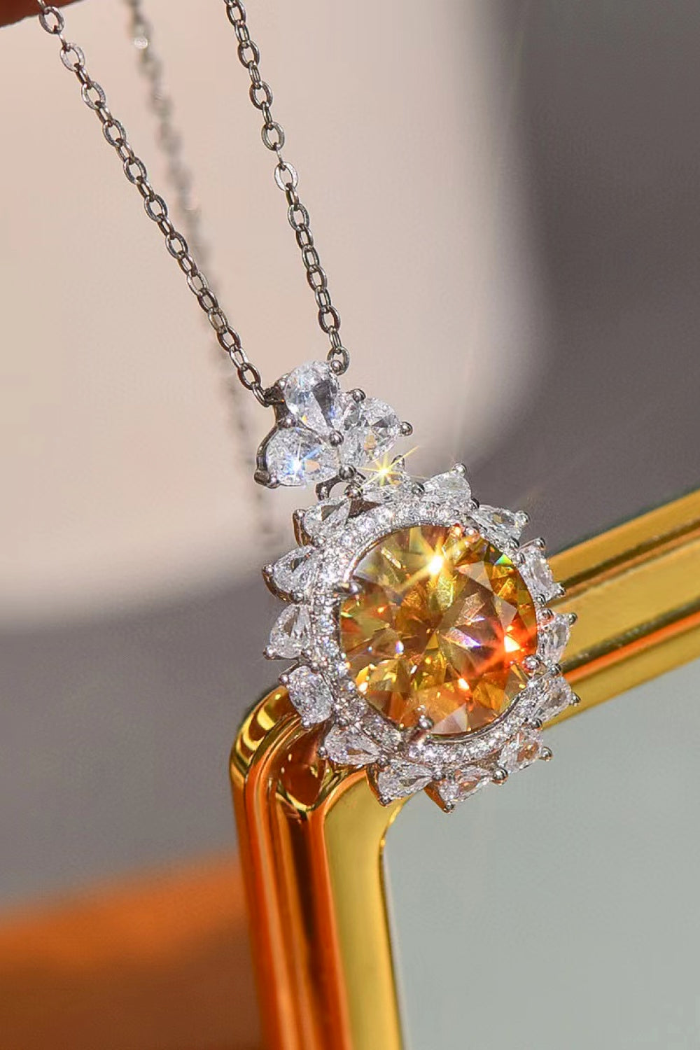 5 Ct Yellow Moissanite Pendant Necklace - Yellow/White- Claude Jewelry Moissanite - Shop claudejewelry.com