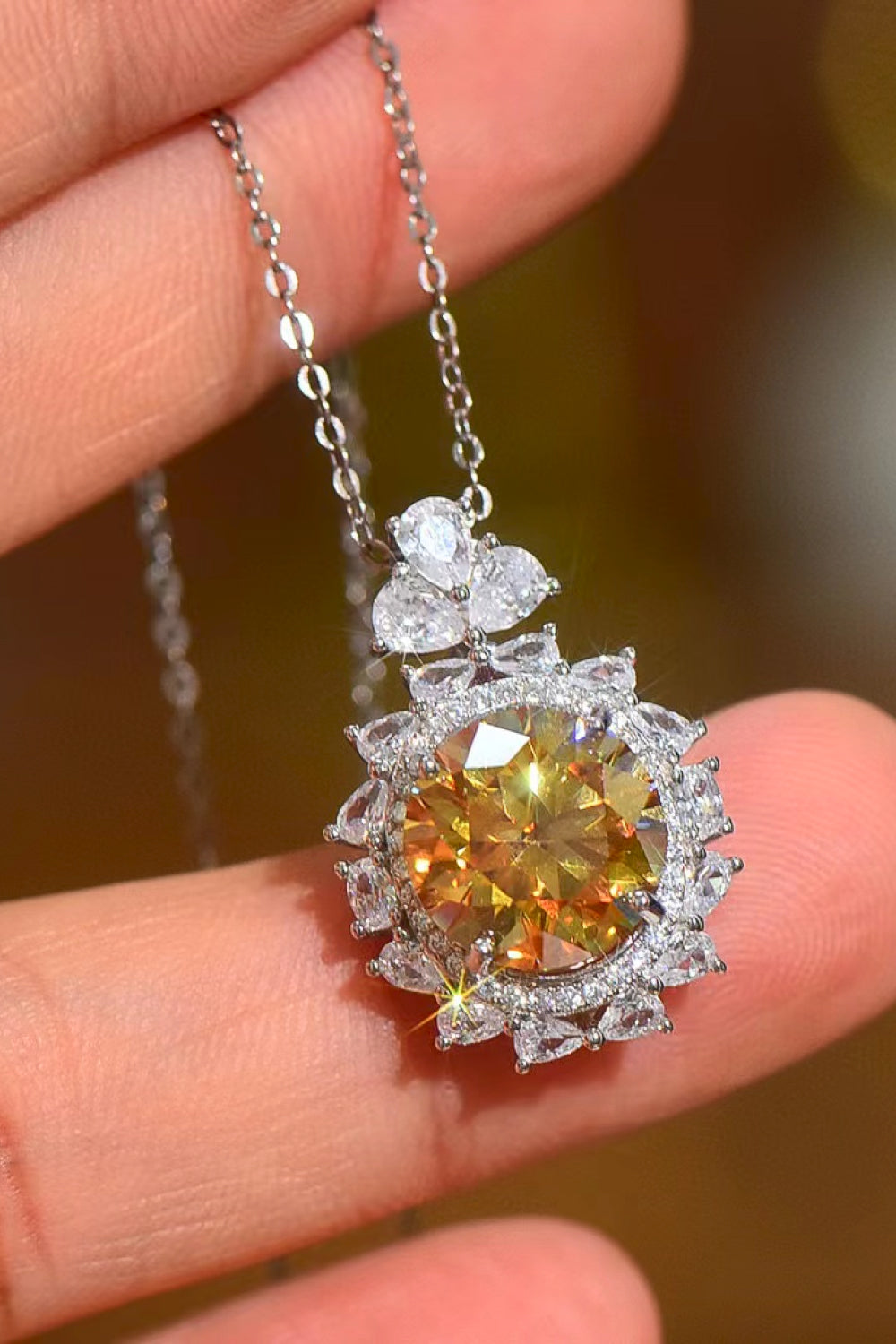 5 Ct Yellow Moissanite Pendant Necklace - Yellow/White- Claude Jewelry Moissanite - Shop claudejewelry.com