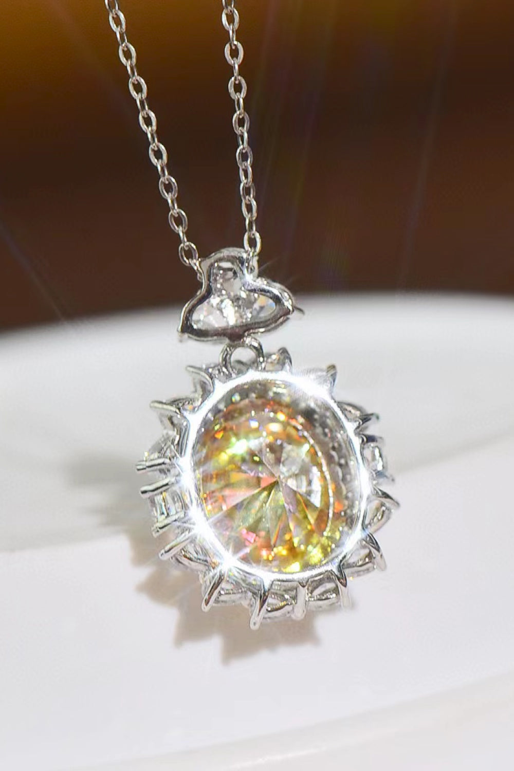 5 Ct Yellow Moissanite Pendant Necklace - Yellow/White- Claude Jewelry Moissanite - Shop claudejewelry.com