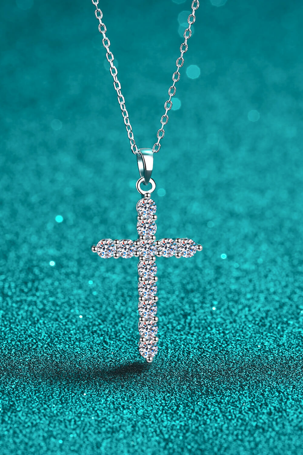 925 Sterling Silver Cross Moissanite Necklace - Rhodium Vermeil- Claude Jewelry Moissanite - Shop claudejewelry.com