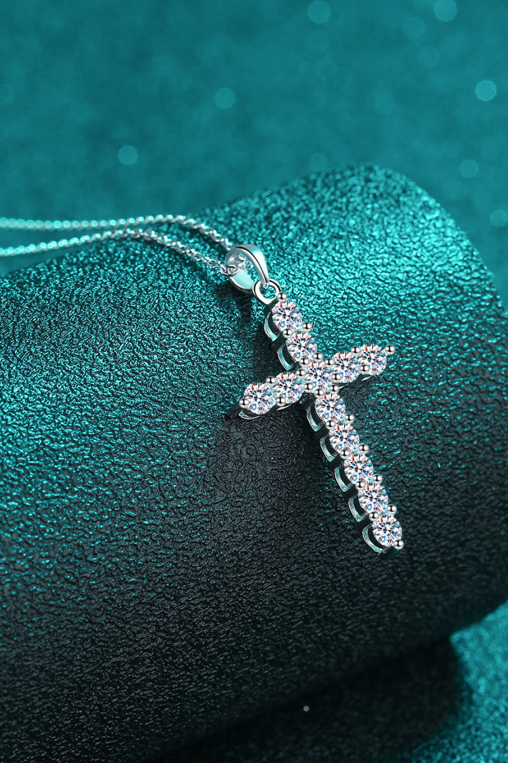 925 Sterling Silver Cross Moissanite Necklace - Rhodium Vermeil- Claude Jewelry Moissanite - Shop claudejewelry.com