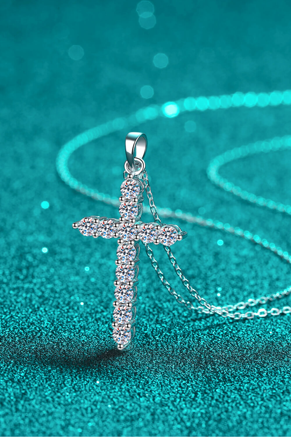 925 Sterling Silver Cross Moissanite Necklace - Rhodium Vermeil- Claude Jewelry Moissanite - Shop claudejewelry.com