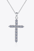 925 Sterling Silver Cross Moissanite Necklace - Rhodium Vermeil- Claude Jewelry Moissanite - Shop claudejewelry.com