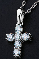 925 Sterling Silver Cross Moissanite Pendant Necklace - Platinum Vermeil- Claude Jewelry Moissanite - Shop claudejewelry.com