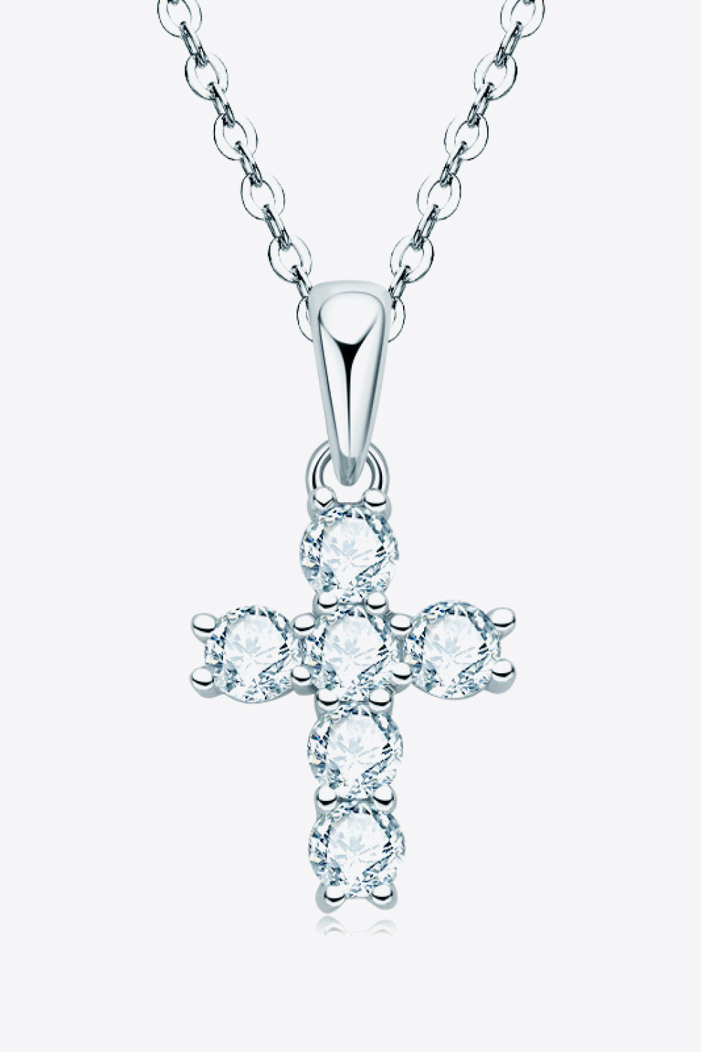 925 Sterling Silver Cross Moissanite Pendant Necklace - Platinum Vermeil- Claude Jewelry Moissanite - Shop claudejewelry.com