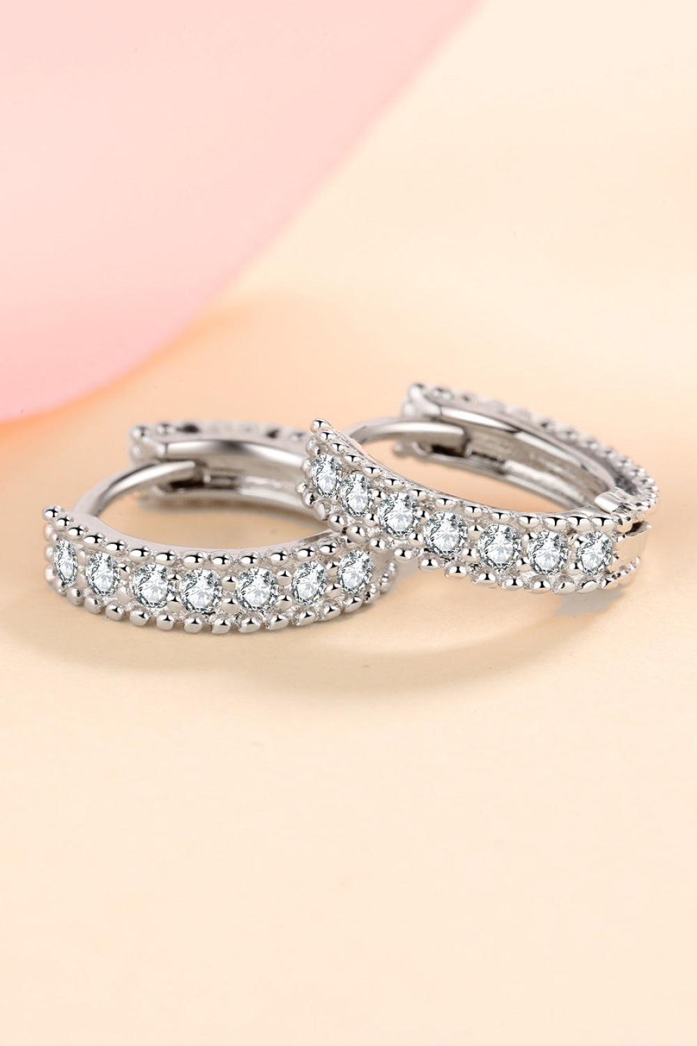 925 Sterling Silver Moissanite Pave Huggie Earrings - 925 Sterling Silver- Claude Jewelry Moissanite - Shop claudejewelry.com