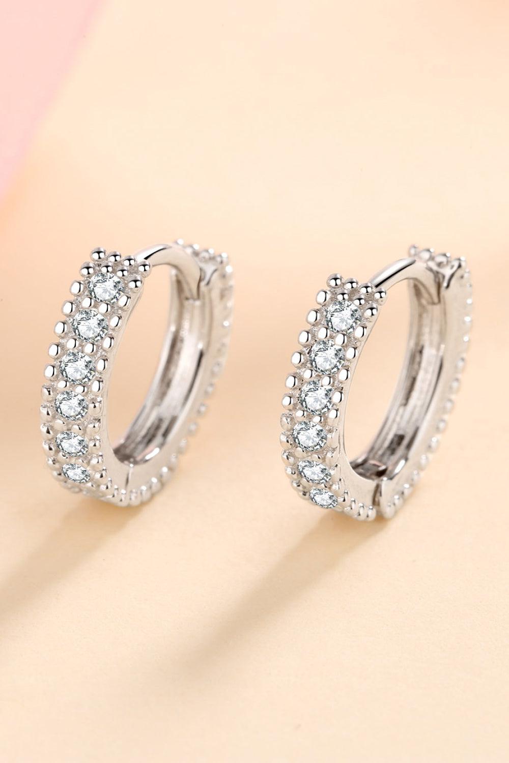 925 Sterling Silver Moissanite Pave Huggie Earrings - 925 Sterling Silver- Claude Jewelry Moissanite - Shop claudejewelry.com