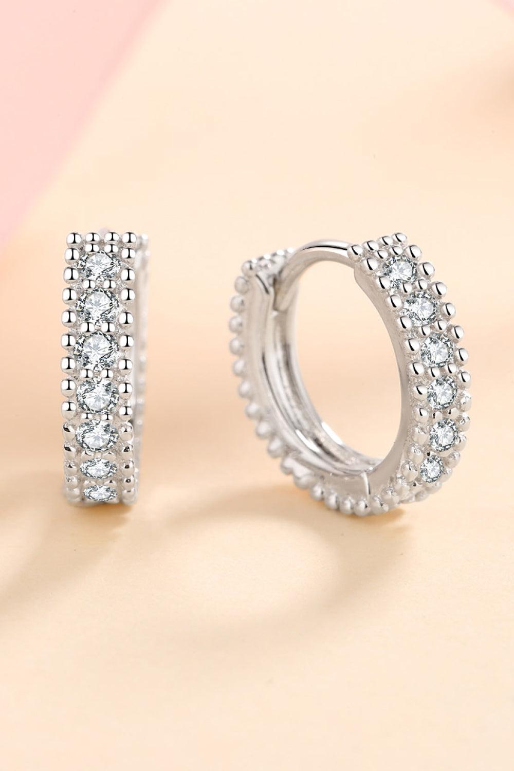 925 Sterling Silver Moissanite Pave Huggie Earrings - 925 Sterling Silver- Claude Jewelry Moissanite - Shop claudejewelry.com