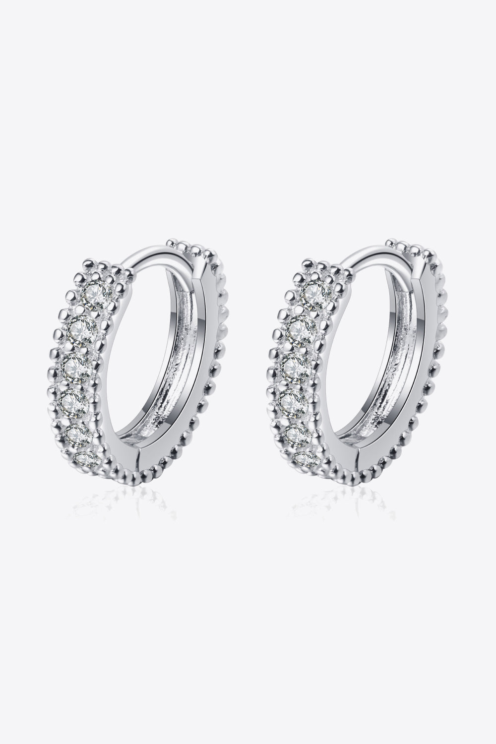 925 Sterling Silver Moissanite Pave Huggie Earrings - 925 Sterling Silver- Claude Jewelry Moissanite - Shop claudejewelry.com