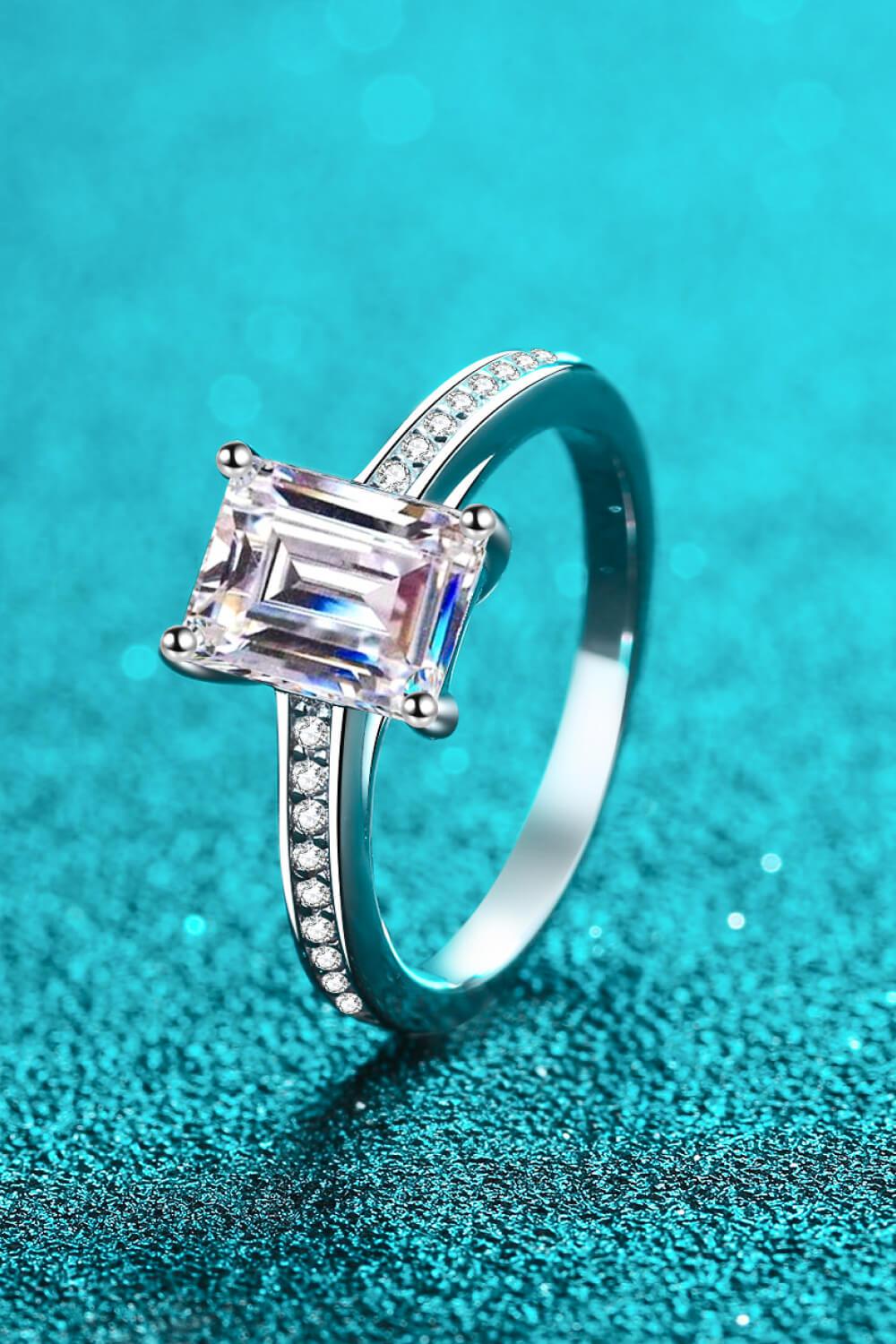 925 Sterling Silver Side Stone Moissanite Ring - - Claude Jewelry Moissanite - Shop claudejewelry.com