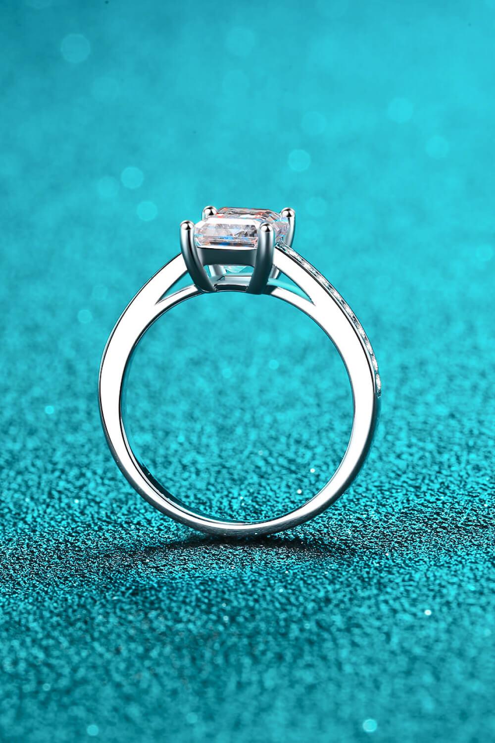 925 Sterling Silver Side Stone Moissanite Ring - - Claude Jewelry Moissanite - Shop claudejewelry.com