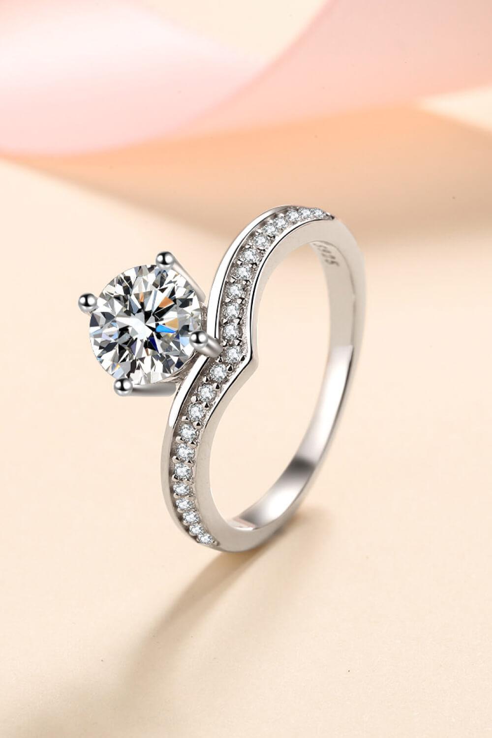 925 Sterling Silver with 1 Ct Moissanite Peak Ring - - Claude Jewelry Moissanite - Shop claudejewelry.com